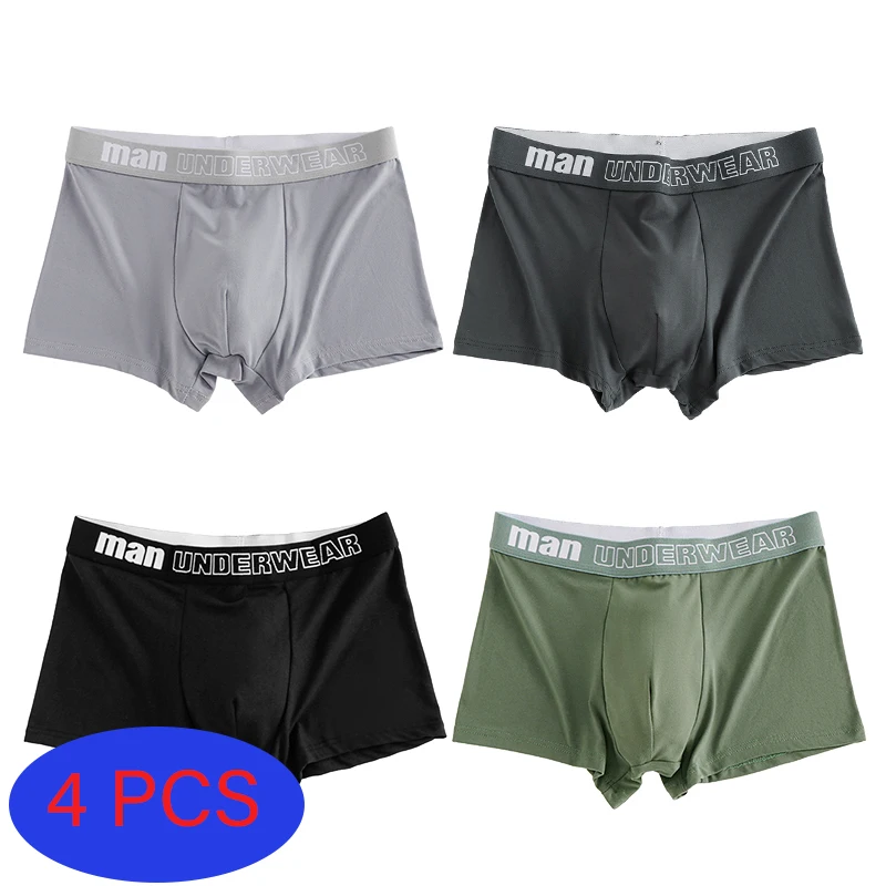 4 Pcs/Lot Men's Underpants Letter Panties Underwear Comfortable Shorts Sexy Gifts for Man Boxers Briefs