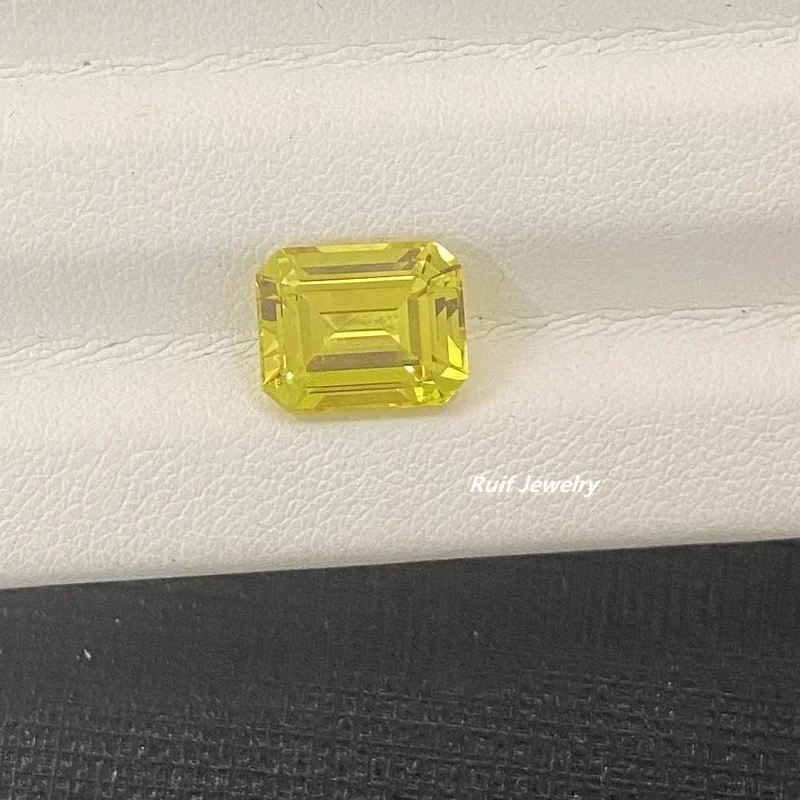 

Ruif New Arrival Good Quality Emerald Cut Lab Grown Yellow Sapphire Semi-precious Stone for Fine Jewelry Making