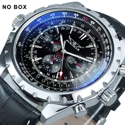 Luxury Automatic Sports Men's Watch with Leather Steel Strap - Ideal Gift (PU BLACK NO BOX)