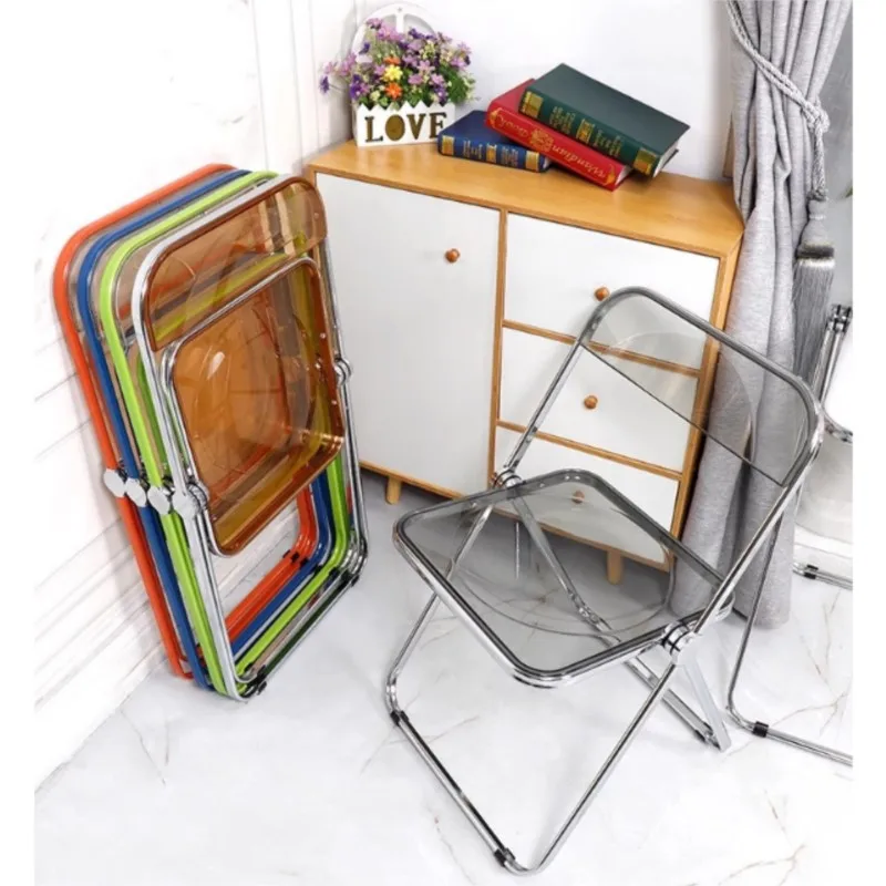 Folding Chair X&D Transparent Folding Chair Modern Simple Home Fashion Dining Chair Acrylic Clothing Store Milk Tea Shop Leisure Folding