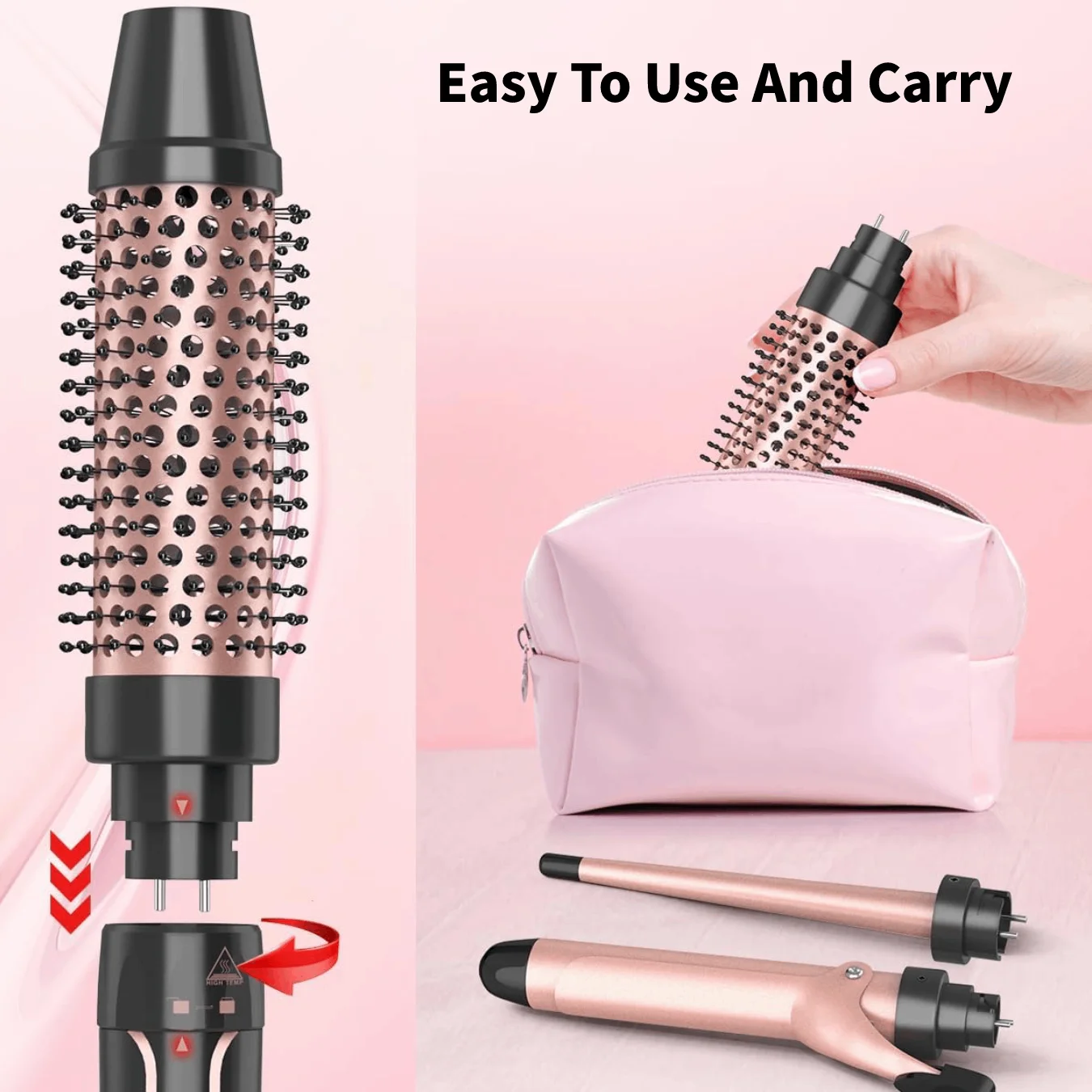 Professional Curling Iron Set 5 in 1 Hair Waver Curling Iron Interchangeable Triple Barrel and Electric Brushes for Hair Tools