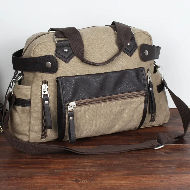 

New shoulder casual bag messenger bag canvas man travel handbag for male trip/daily use,grey khaki black color free shipping sac