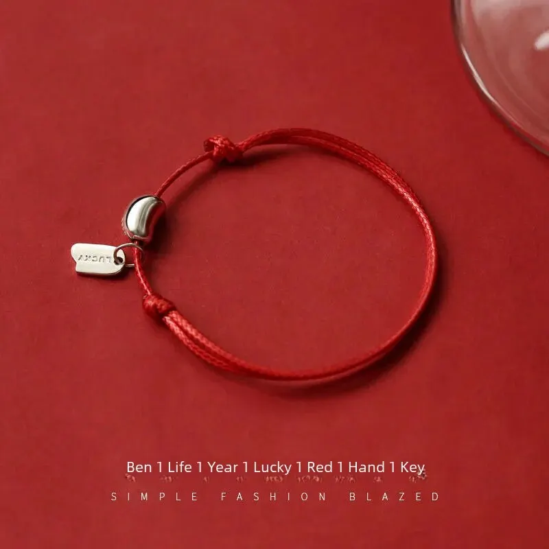 Luck Brand Bean Red Rope Hand Chain Women Simple Fashion Design Sense ...