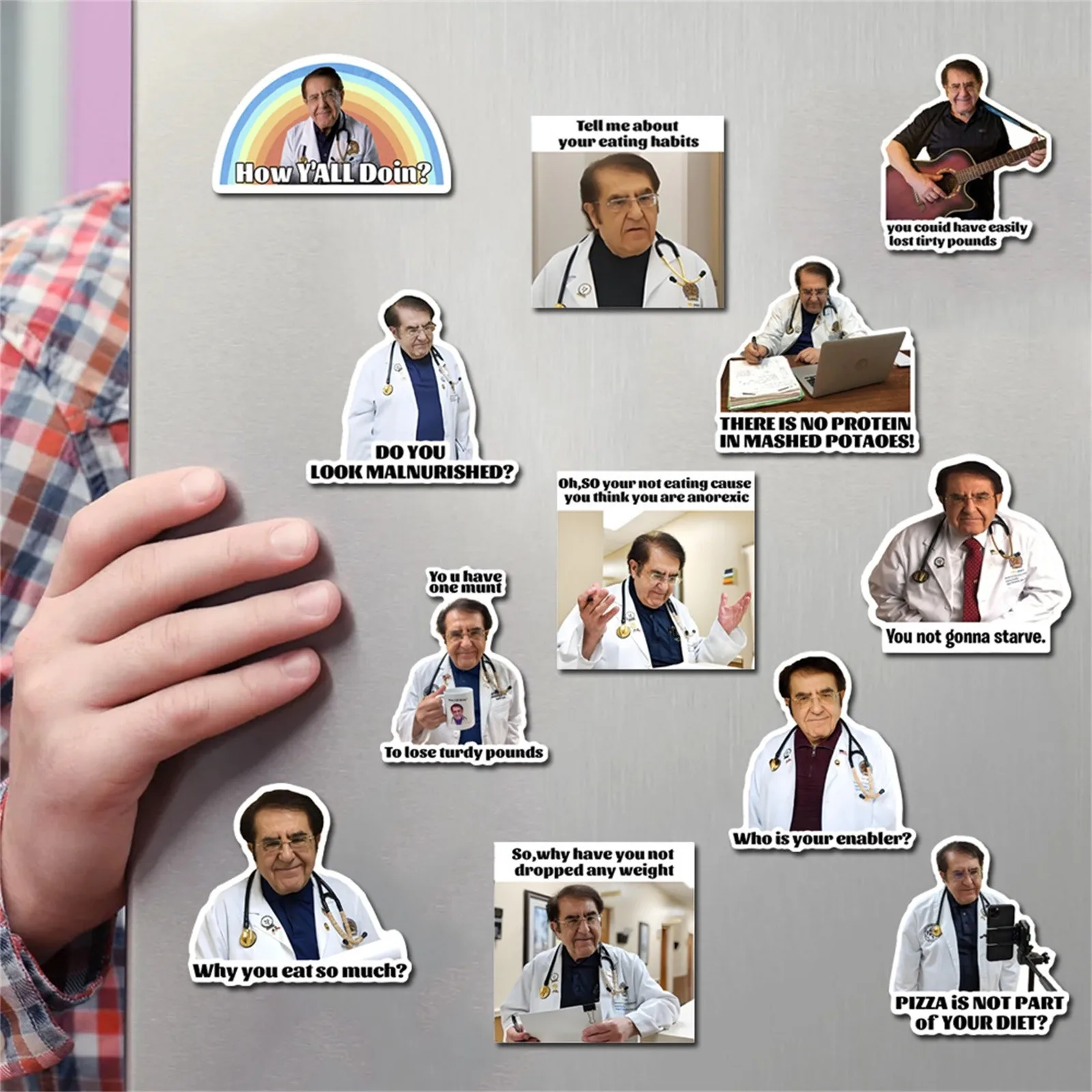 Magnetic Fridge Magnets Magnetic Fridge Stickers Refrigerator Decor 12Pcs Dr Now Magnets Funny Dr. Nowzaradan Kitchen Strong Fridge Magnets Cute Magnetic Accessories For Refrigerator