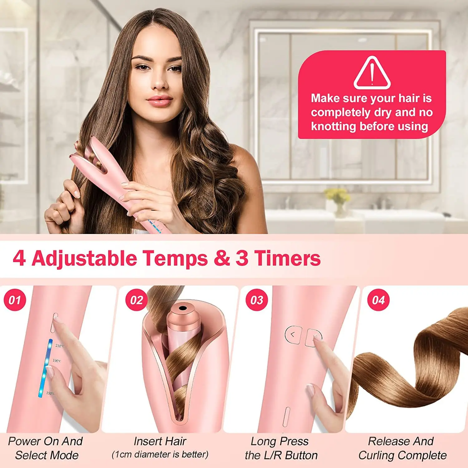 Description Picture 4 of item32mm Ceramic Negative Ion Anti-Scald Curling Irons Automatic Hair Curler Stick Rotating Curling Irons For Hair Styling Tools