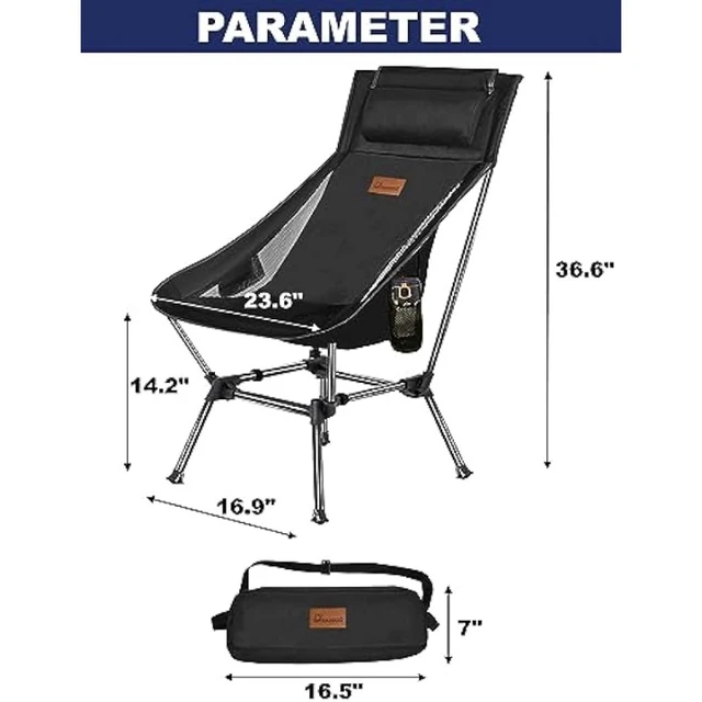 West  Silla Camping Plegable Super Portatil Con Bolsillo