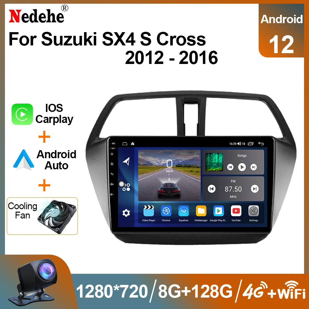 자동차 라디오 안드로이드 12 멀티미디어 비디오 플레이어, 스즈키 SX4 2 S-크로스 2012 - 2016 오토 스테레오 GPS 네비게이션 2.5D 스크린 카플레이 