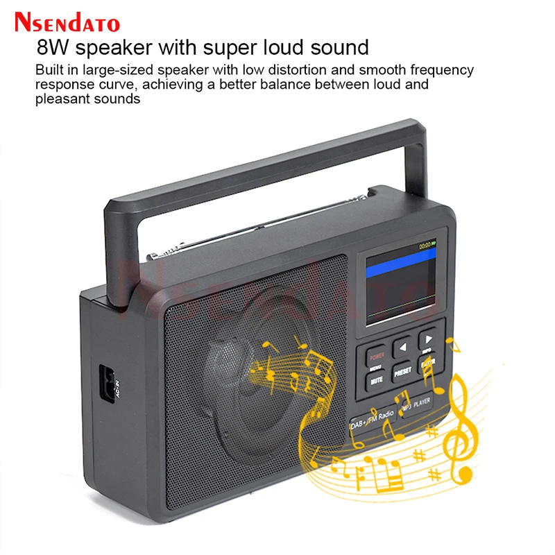 DAB FM Radio Portable with Alarm clock LCD Display Bluetooth-Compatible5.0 Digital Radio DAB FM Audio Player Receiver For USB TF