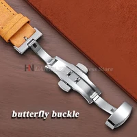 Bracelet de montre Vintage en daim et peau de vache, 18mm 19mm 20mm 22mm pour Omega pour Seiko, Bracelet à boucle papillon pour hommes et femmes, Bracelet de sport 3