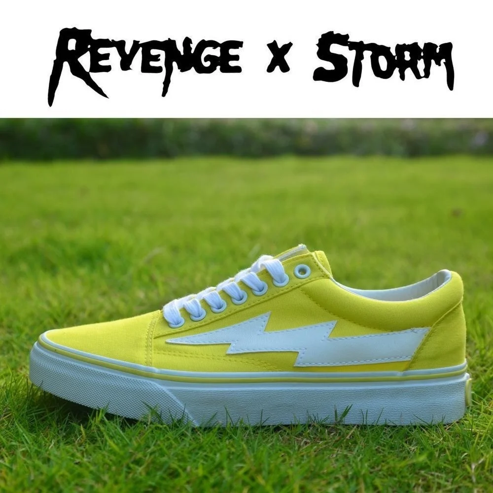 

Brand Revenge Storm Yellow Canvas Shoes Fashion Men Women Vulcanized Shoes Skate Sneakers Lightning Skateboarding Shoes