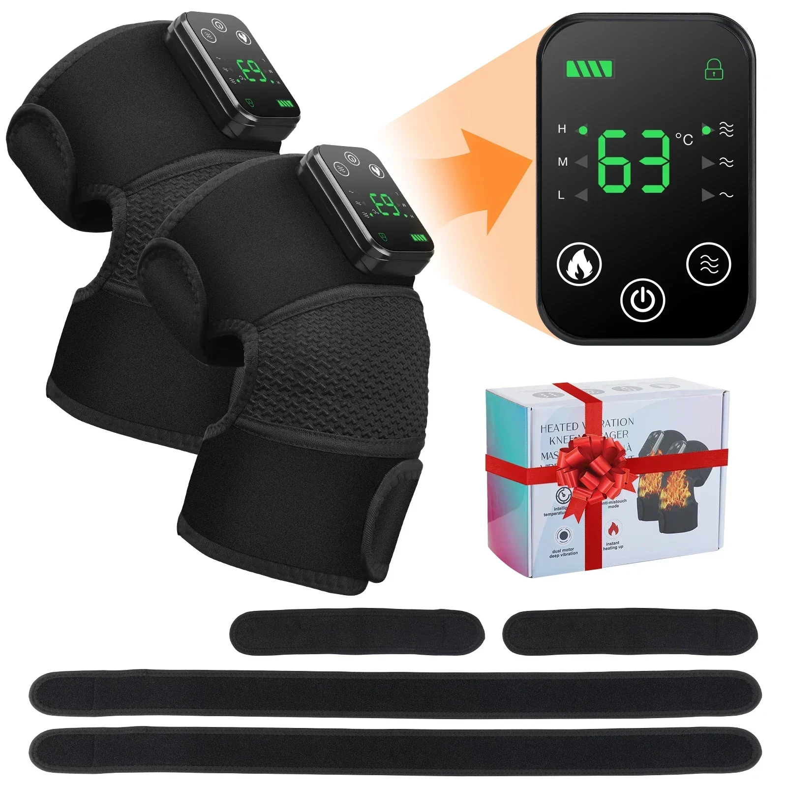 Eletric Heating Device Vibration Physiotherapy Knee Pads for Elbow Joint Osteoarthritis Rheumatic Pain Warm Massage_voghion.com