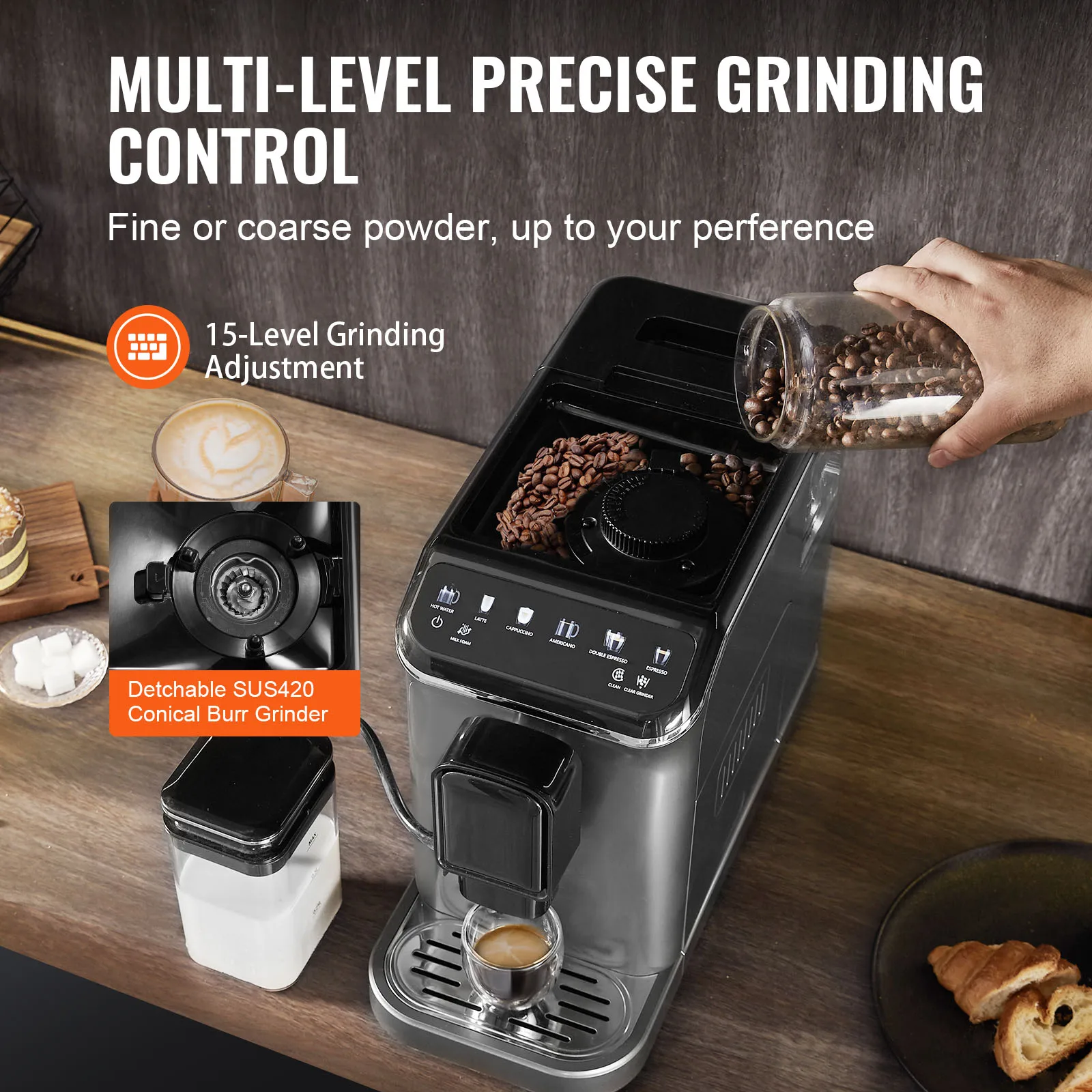 Automatic Espresso Machine with Color Touch Screen