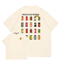 T-shirt Homme Tendance en Coton 100% à Motif Rétro Kodak, Idéal pour l'Été, le Quotidien, les Sports de Plein Air, les Fêtes, Décontracté, Ample, Style Urbain, Manches Courtes 4