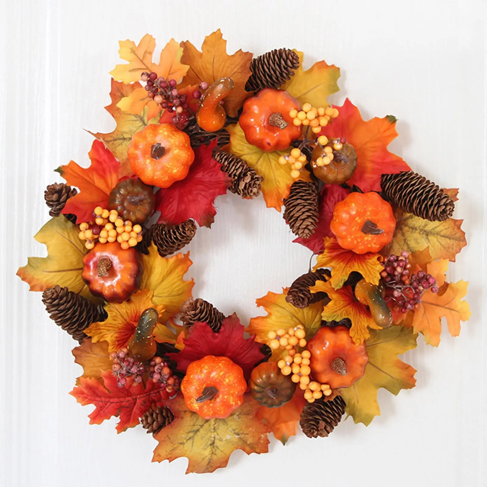 Artificial Fall Pumpkin Wreath Decor Hanging Harvest for Wedding Indoor Door
