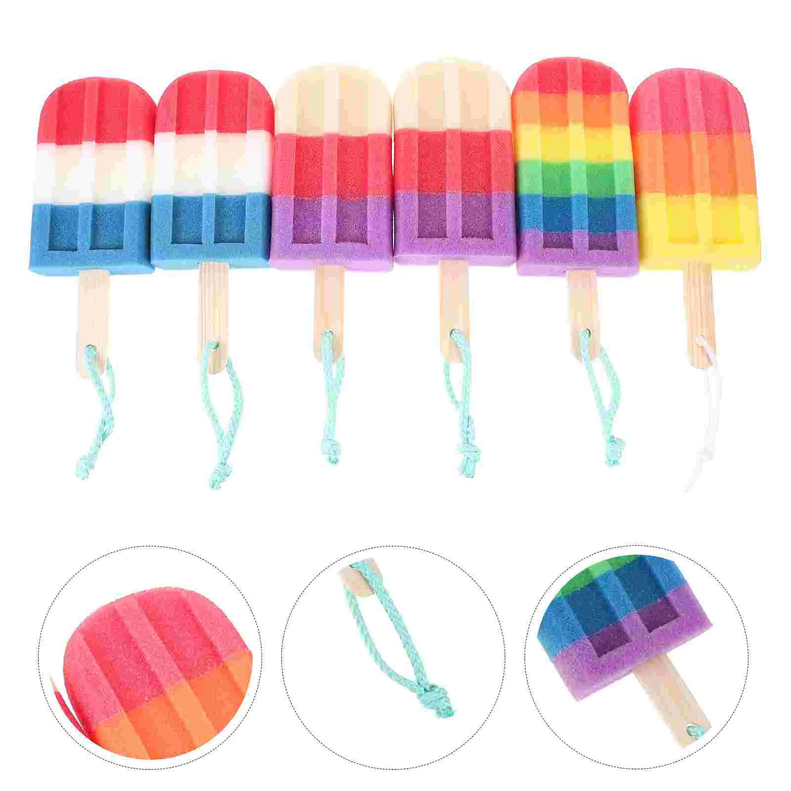 

Tofficu Bathtub Bath Sponge Bath Sponge 6Pcs Ice Cream Shaped Shower Body Sponge Scrubber Brush Exfoliating Body Washer Bath