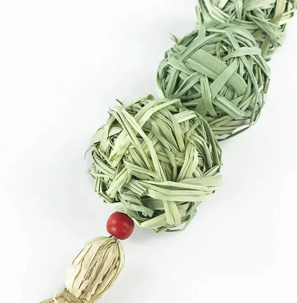 Natural Straw Ball Hanging String Pet Rabbit Molars Toys To Relieve Boredom Hamster Accessories Pet Products