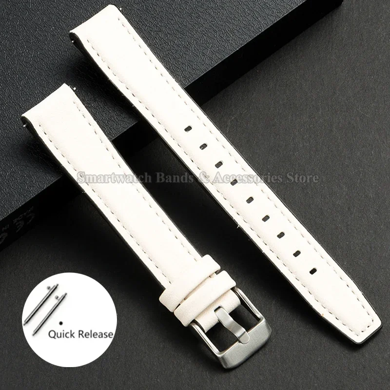 Premium Ultra-Thin Leather Watch Strap with Quick Release and Silicone Backing