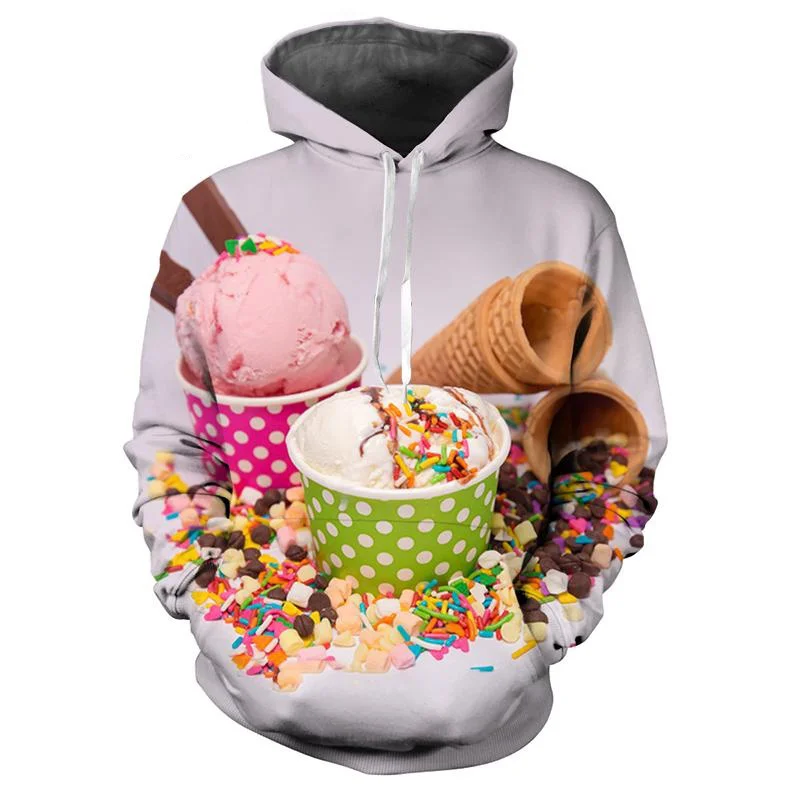 thumbnail image 1 of Sudadera con capucha con estampado 3D de helado de comida para hombre, ropa de primavera y otoño, sudadera de manga larga, sudadera con capucha de calle de talla grande, 1 of 4