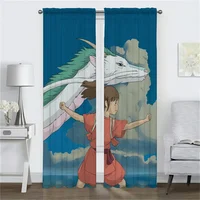 Elegant Room Curtains 2 Pieces Spiriteds Away Window Curtain Tulle for Bedroom Partition Shades Home Interior Curtains Living 2