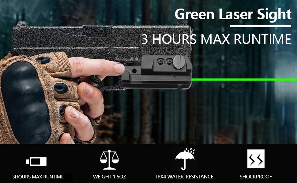Powerful Red Green Laser Sight USB Rechargeable 20mm Rail Faster Targeting