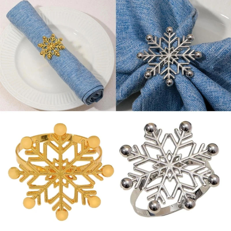 

6 Pack Snowflake Napkin Rings Christmas Serviette Holder Napkin Buckles Serviette Rings Aluminum Material for Napkin