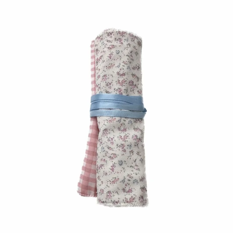 아이들을위한 미적 봄 꽃 롤업 연필 가방 소녀 핑크 베이지 휴대용 학생 연필 주머니 대용량 펜 주최자