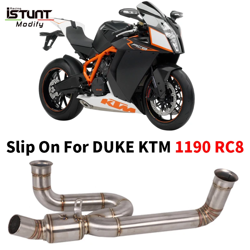 

Slip On For DUKE KTM 1190 RC8 RC 8 Motorcycle Exhaust Modified Escape Moto Middle Link Pipe Connect 50.8MM Muffler With Catalyst