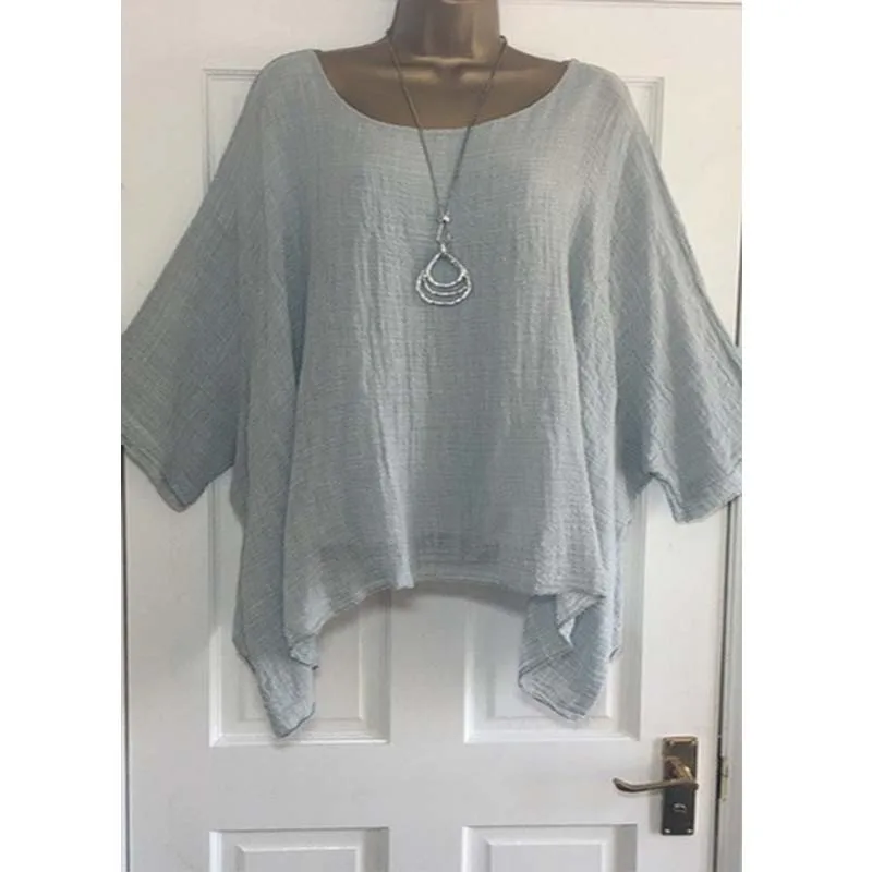 Plus Size Bat Sleeve Loose Casual Blouse