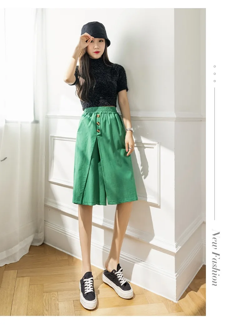 Wide-Legged Culottes Junior High School Students Summer Thin Loose Fashion Thin Casual Trousers Five-Point Shorts cute skirts