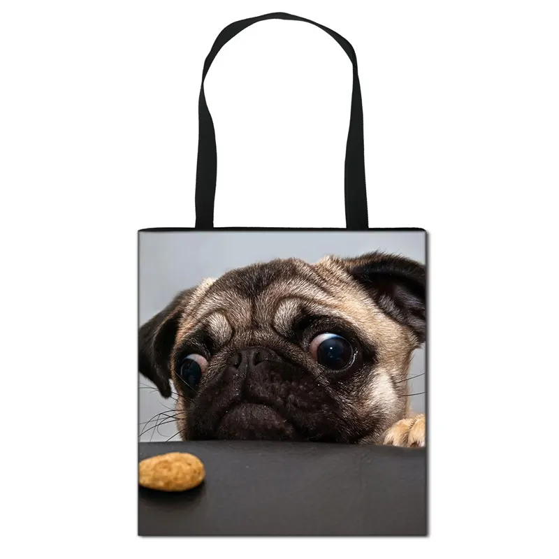 German Shepherd / Boston Terrier / Bulldog / Husky Dog Causal Totes Bag Women Handbag Ladies Shoulder Bags Canvas Shopping Bag 