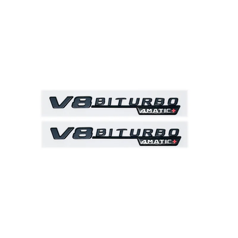 Mercedes Benz Silver Black AMG V8 BITURBO 4MATIC Emblem Badges