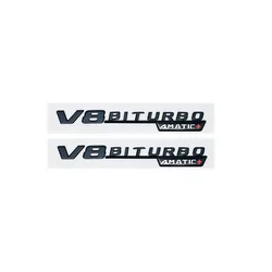 Mercedes Benz Silver Black AMG V8 BITURBO 4MATIC Emblem Badges (V8 BITURBO 4MATICP)
