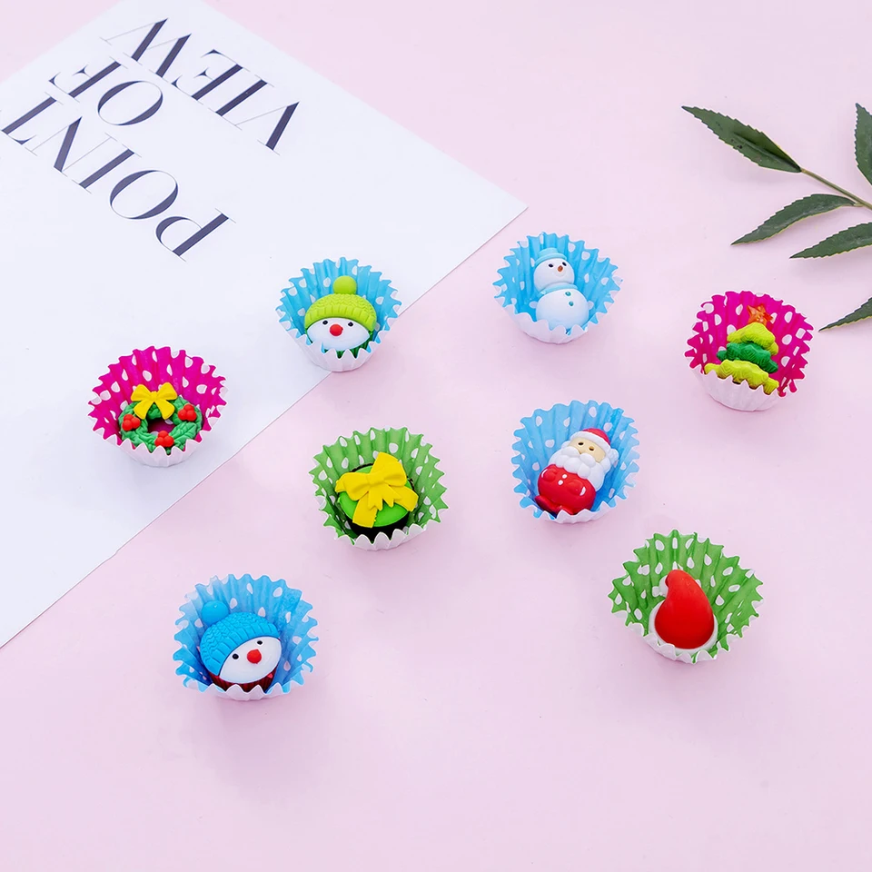 Große Weihnachts-Radiergummis – 36er-Set Mit Lustigen Schneemann- & Schneeflocken-Designs