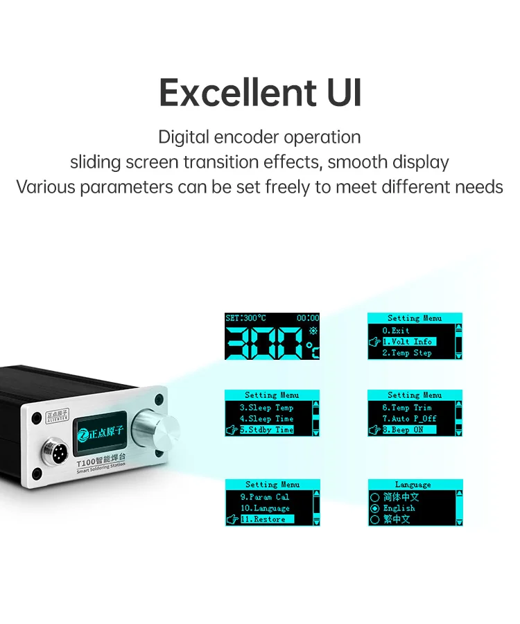 T100 Soldering Station Adjustable Temperature Electronic T12 Smart Welding Stati