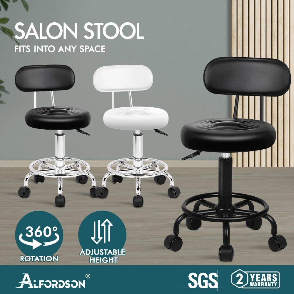 ALFORDSON Salon Stool Saddle Backrest Swivel Barber Hair Dress Leather Chair