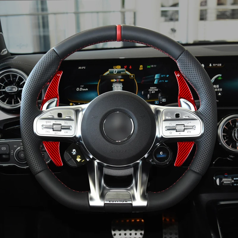 탄소 섬유 자동차 스티어링 휠 허브 패들 시프터, 메르세데스 벤츠용, 메르세데스 벤츠 AMG A35 A45S CLA45 C43 E53 G63 GLC63 GLE63 SL63 gt용, 2 피스