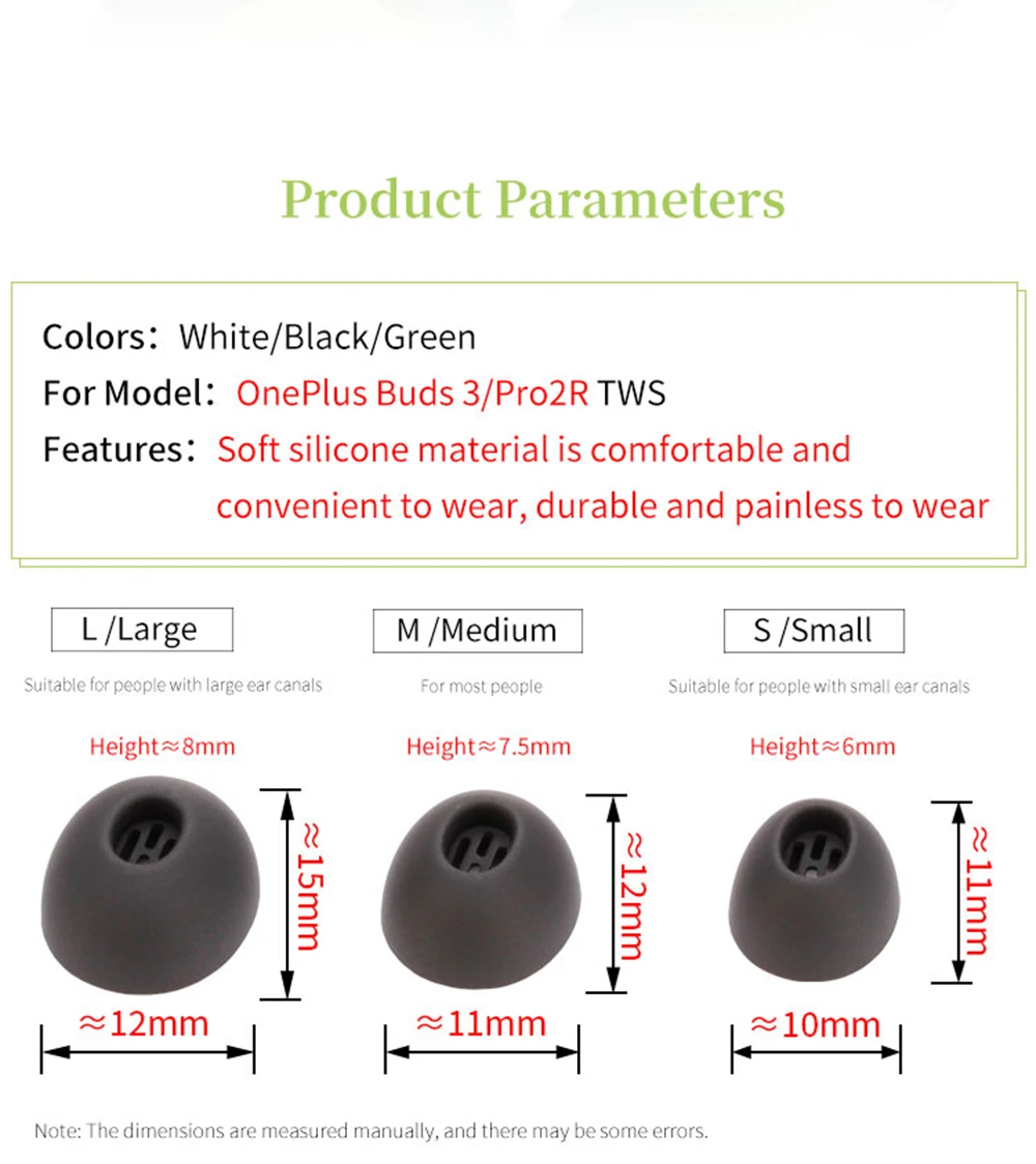 6Pcs Silicone Ear Tips for OnePlus Buds Pro 2R Earbuds Eartips for Oneplus Buds 3 TWS Tips headphones Earplugs
