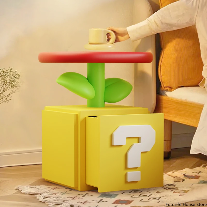 Nightstands Set Flame Flower Question Mark Cartoon Sofa Side Table Home Bedroom Bedside Table Simple Storage Rack Living Room Coffee Table