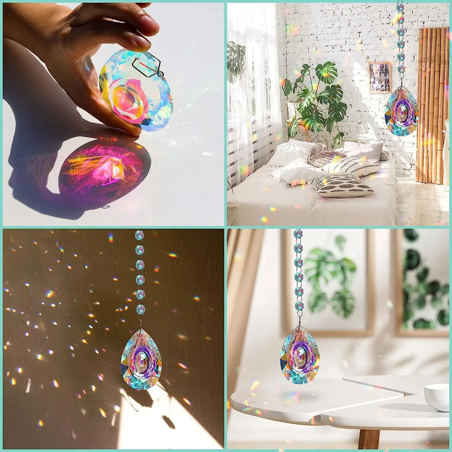 K9 Crystal Prism AB Clear Faceted Large Oval Chandelier Crystal Hanging Ornaments DIY Suncatcher Pendants Rainbow Maker 1PCs sun catcher crystal pendant sun catchers
