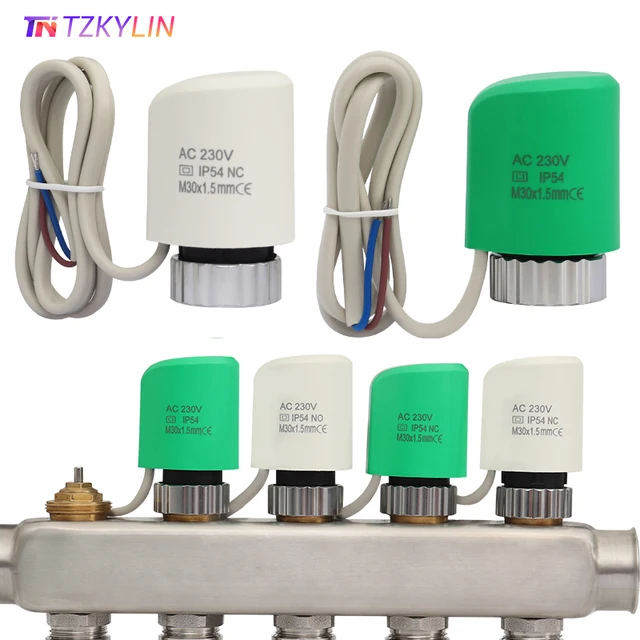 ตัวกระตุ้นความร้อนไฟฟ้า 230V แบบปกติปิด ปกติเปิด M30x1.5 สำหรับระบบทำความร้อนใต้พื้น วาล์วควบคุมอุณหภูมิหม้อน้ำแบบเทอร์โมสแตติก 1