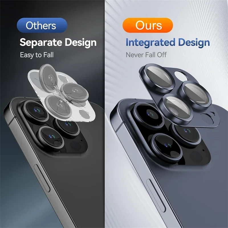 Dual-Pack Metal Camera Lens Protector with Tempered Glass Full Cover
