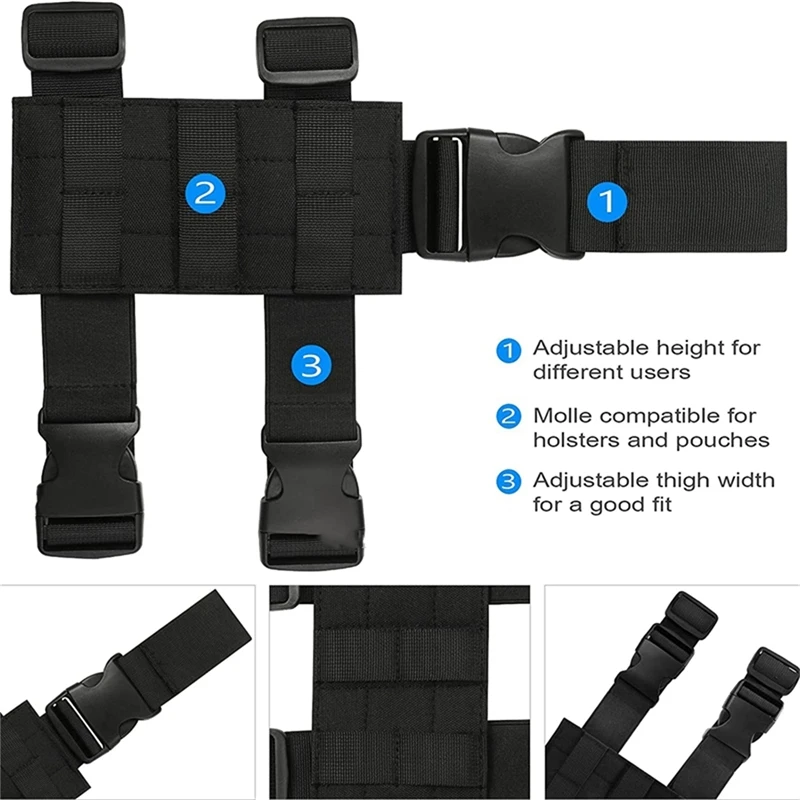 Universal Gun holster Drop Leg Holster Thigh Platform MOLLE Gun Holster for Hunting Paintball Panel with Adjustable Molle Straps