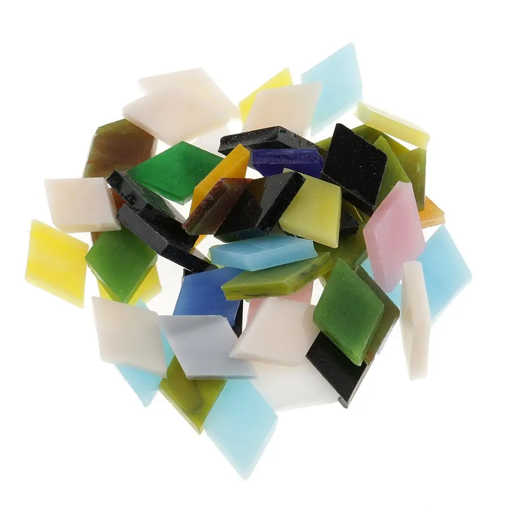 600 Piece Assorted Color Rhombus Triangle Shape Glass Mosaic Tiles Tessera 12mm