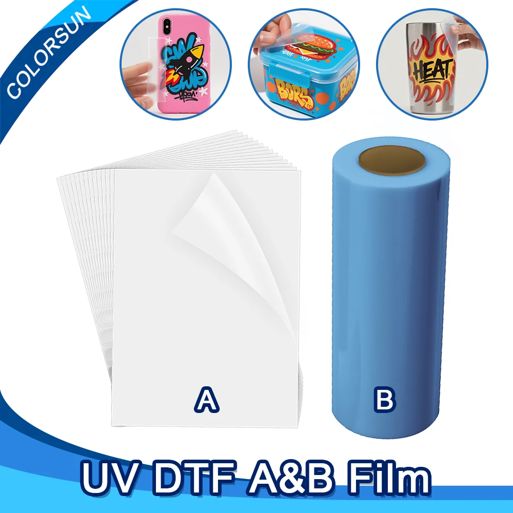 컬러썬 UV DTF AB 스티커 전사 필름 UV DTF 필름 UV DTF 전사 필름 머그컵용 스티커 필름 실리콘 병 머그컵 나무용