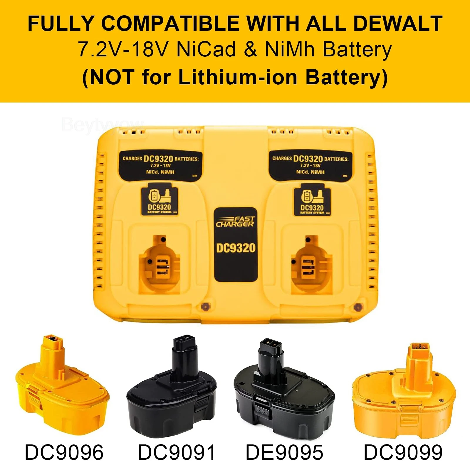 DC9320 Battery Charger for Dewalt 18V 14.4V 7.2V XRP Batteries 2- Ports Rapid Ch