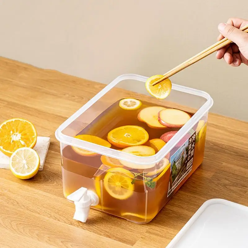 Lemonade Dispenser Filtered Water Dispenser For Fridge With Spigot And Record Storage Date Cold Drink Container With Lid