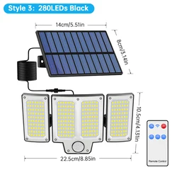 Enhanced Outdoor LED Solar Motion Sensor Floodlight, Waterproof for Entrances, Patios, Gardens, and More (280LED)