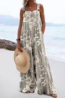 2024 European and American women's summer new digital printed jumpsuit with fashionable ethnic style buttons - Image 3