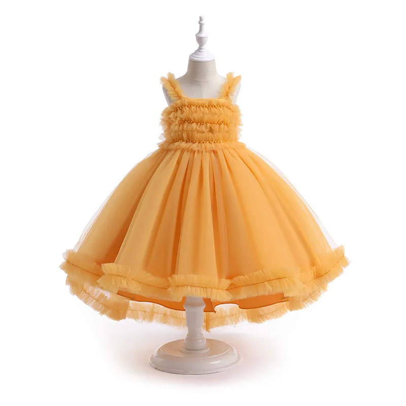 

New Flower Children's Dress Children's Fluffy Yarn Dress Girls' Show Host Dress