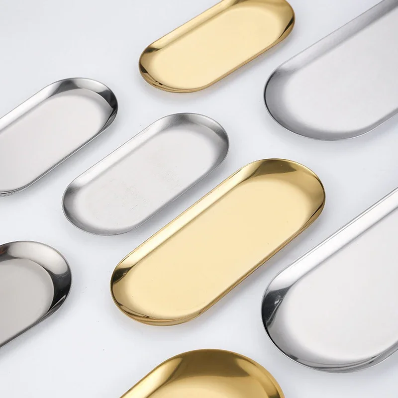 Description Picture 4 of itemStainless Steel Cosmetic Storage Tray Nail Art Manicure Plate Eyelashes Tweezers Clippers Pens Container False Nails Dish Tools